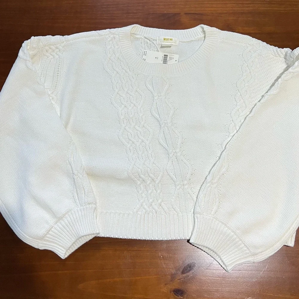 NWT Maeve Anthropologie Cable Knit Sweater Top/Skirt Set Sz Medium - Picture 3 of 11